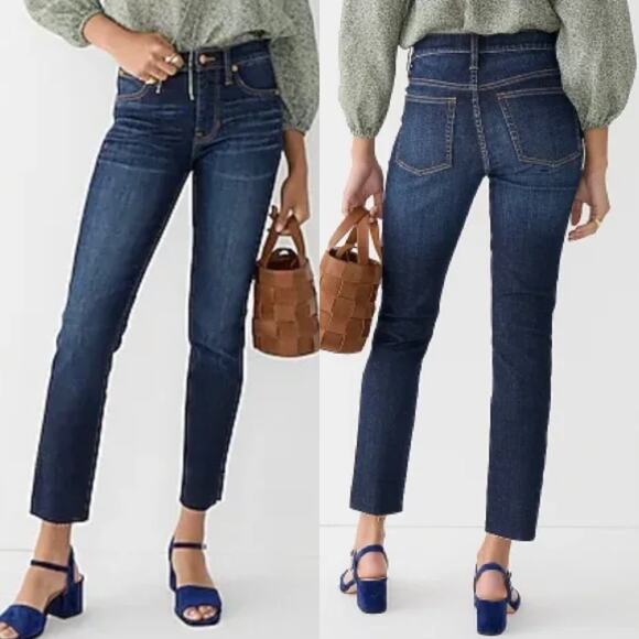 J.Crew Reid Skinny Straight Fit Jeans Stretchy Dark Blue Wash Women's Size 28 - Picture 1 of 16